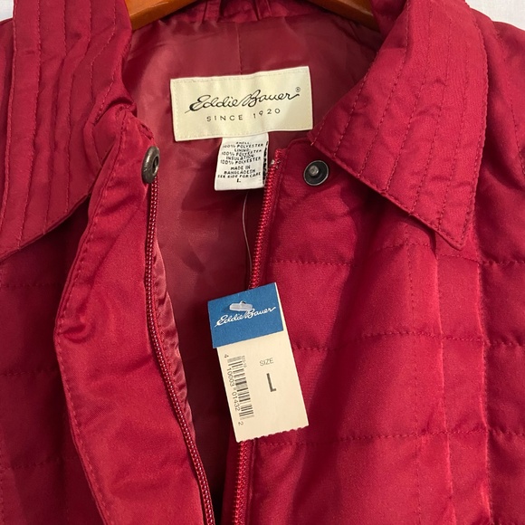Eddie Bauer Jacket Coat Red Quilted Pockets New With Tags Women's Size Large - Picture 5 of 12